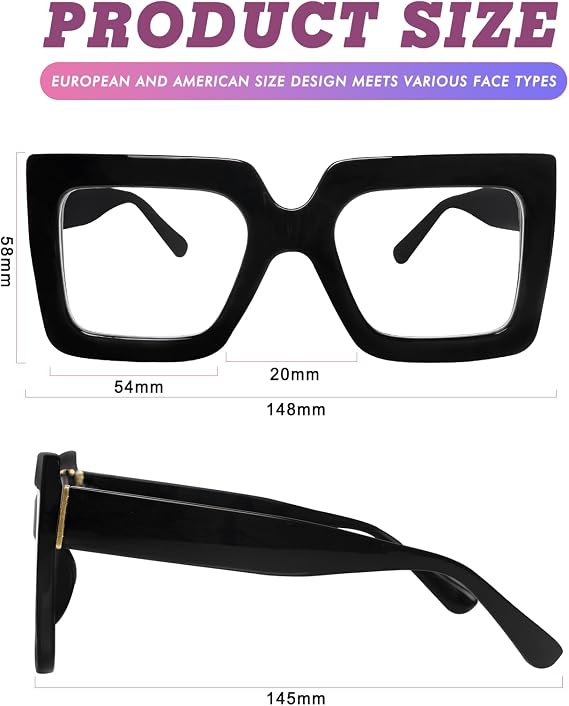 hoyuwak Oversized Square Blue Light Glasses
